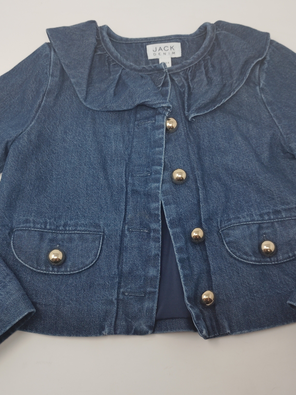 Jack Denim Girls Blue Denim Jacket Ruffle Button Pockets Cropped 5T